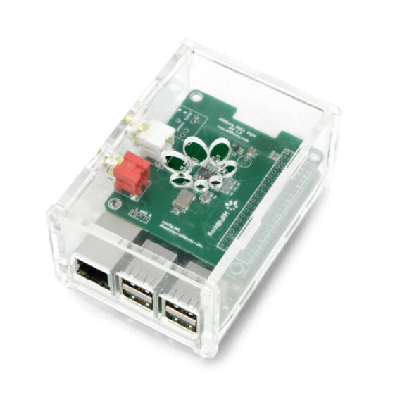 Case for HiFiBerry Digi +, DAC + RCA and Raspberry Pi Model 3/2/B+ - transparent