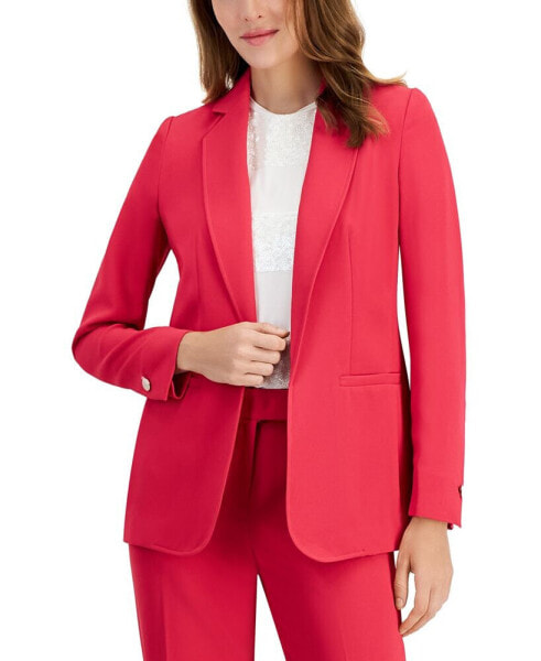 Women's Solid Open-Front Notched-Collar Jacket