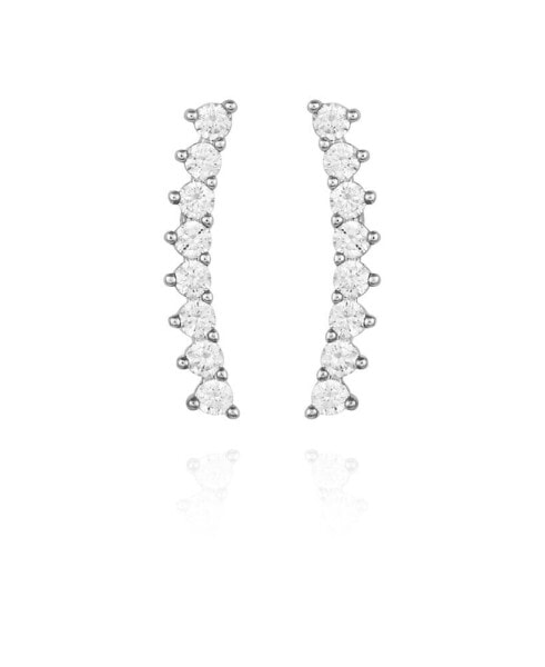 Silver-Tone Cubic Zirconia Climber Earrings