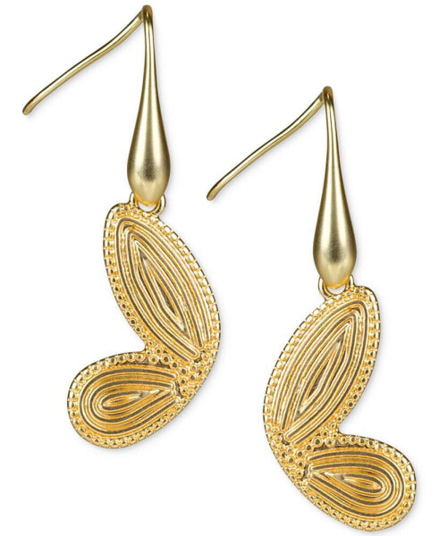 Gold-Tone Butterfly Wing Drop Earrings