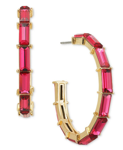 Medium Baguette Crystal C-Hoop Tennis Earrings, 1.3", Created for Macy's