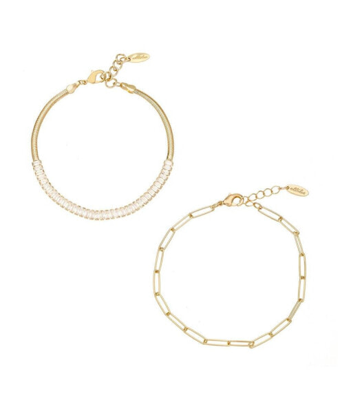 Links and Shine 18K Gold Plated Bracelet Set of 2