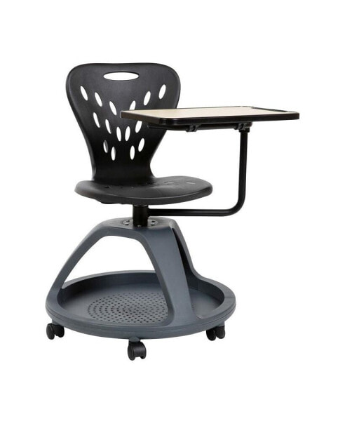 Mobile Desk Chair - 360° Tablet Rotation And Storage Cubby