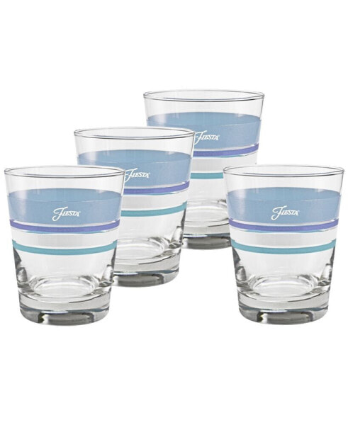 Coastal Blues Edgeline 15-Ounce Tapered DOF Double Old Fashioned Glass Set of 4