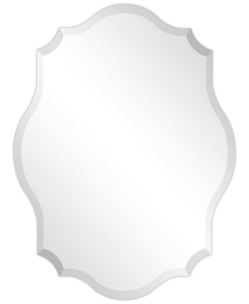 Frameless Beveled Oblong Scalloped Wall Mirror, 32" x 24" x 0.39"