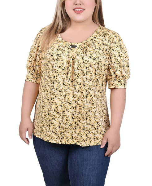 Plus Size Short Sleeve Balloon Sleeve Top