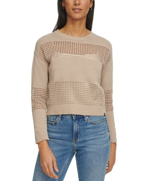 Petite Open Stitch Long-Sleeve Top