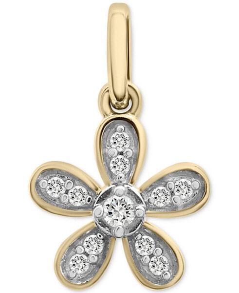 Diamond Flower Charm Pendant (1/20 ct. t.w.) in 10k Gold, Created for Macy's