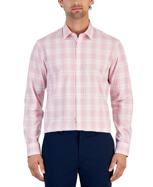 Men's Plaid Print Long-Sleeve Button-Up Shirt, Created for Macy's