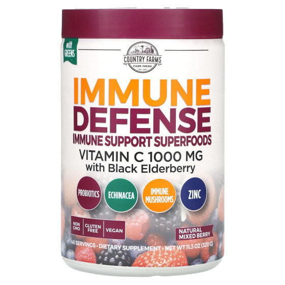 Immune Defense with Vitamin C, Elderberry & Zinc, 11.3 oz (320 g)