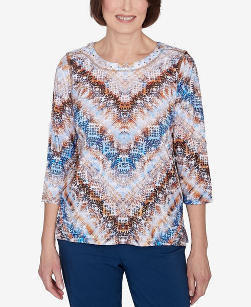 Classic Python Chevron Crew Neck Top