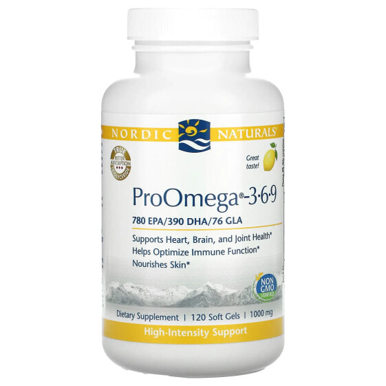 Nordic Naturals, ProOmega 3-6-9, омега-3-6-9 жирные кислоты, со вкусом лимона, 1000 мг, 120 капсул