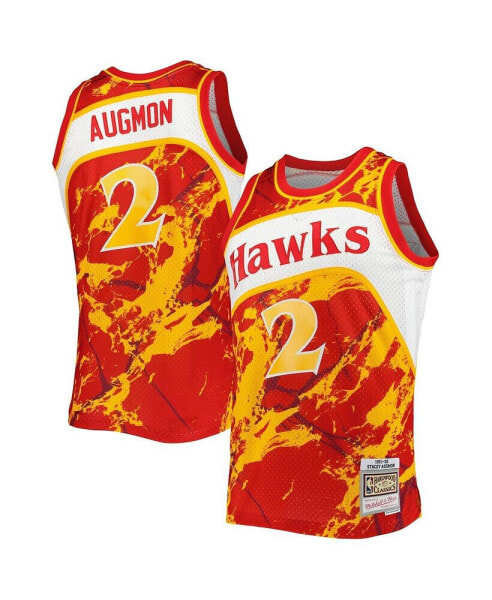 Men's Stacey Augmon Red Atlanta Hawks 1991-92 Hardwood Classics Marble Swingman Jersey