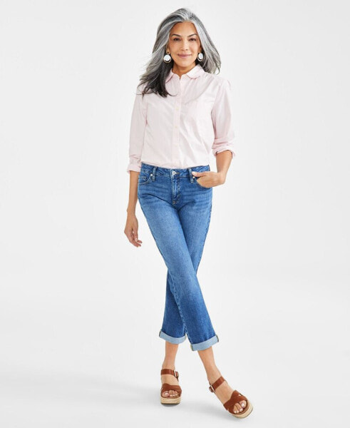 Women's Mid-Rise Relaxed Girlfriend Jeans, Regular & Petite, Created for Macy's