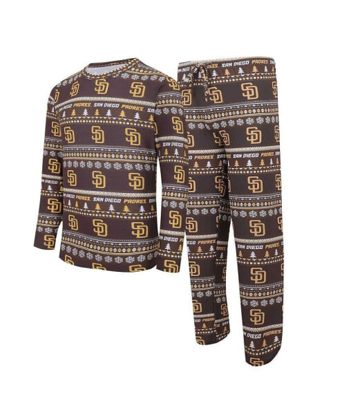 Men's Brown San Diego Padres Knit Ugly Sweater Long Sleeve Top and Pants Set