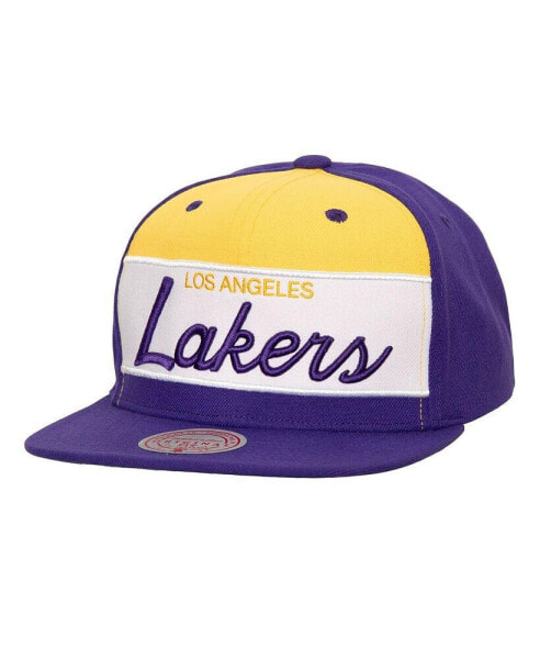 Головной убор Mitchell&Ness белый, фиолетовый Los Angeles Lakers Retro Sport Colorblock Script Snapback Hat