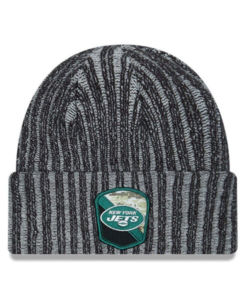 Головной убор шапка New Era мужская черная New York Jets 2023 Salute To Service Cuffed Knit Hat