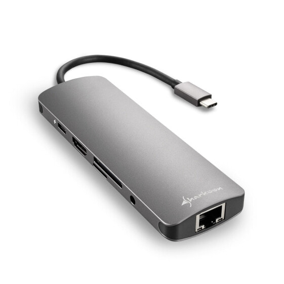 Адаптер Sharkoon USB 3.0 Type C Combo Adapter - USB Type-C - HDMI - RJ-45 - USB 3.2 Gen 1 (3.1 Gen 1) - серый - 132 мм - 5 Гбит / с - 130 мм