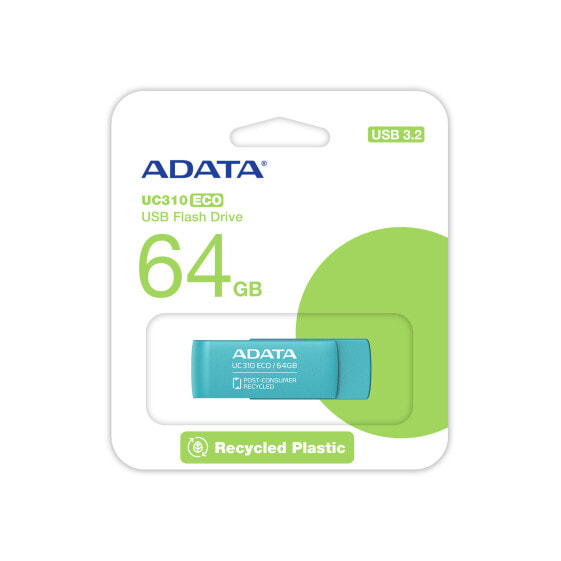 Флеш-накопитель ADATA UC310 ECO 64GB (зеленый, USB-A 3.2 Gen 1)