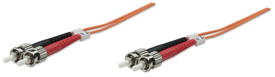 Intellinet Fiber Optic Patch Cable - OM1 - ST/ST - 1m - Orange - Duplex - Multimode - 62.5/125 µm - LSZH - Fibre - Lifetime Warranty - Polybag - 1 m - OM1 - ST - ST