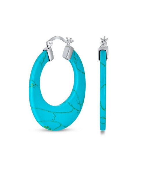 Серьги Bling Jewelry Blue Turquoise Hoop