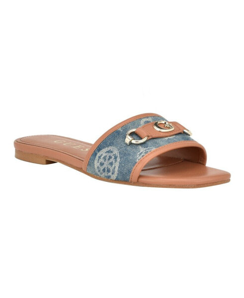 Women's Hammi One Band with Logo and Hardware Flat Sandals