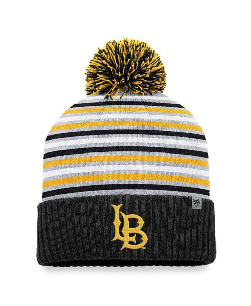 Men's Black Cal State Long Beach The Beach Dash Cuffed Knit Hat with Pom