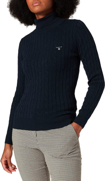 GANT Women's Stretch Cotton Cable Turtle Neck Pullover