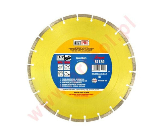 Алмазный диск ARTPOL 300 x 32 / 25,4 / 22,2 мм сегментный