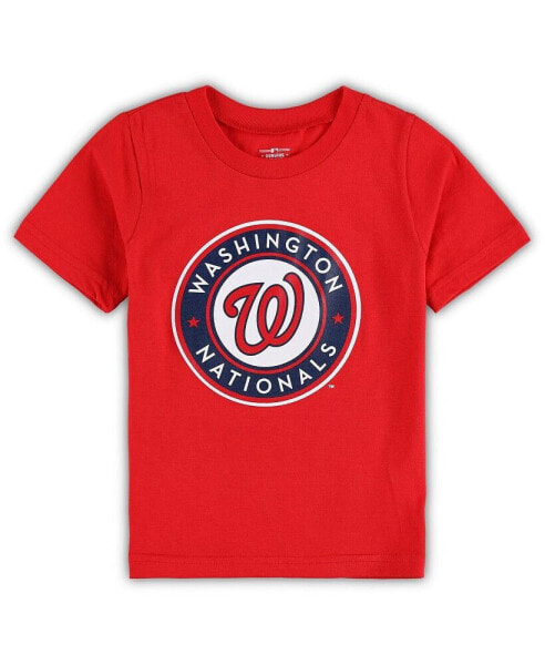 Toddler Boys and Girls Red Washington Nationals Team Crew Primary Logo T-shirt