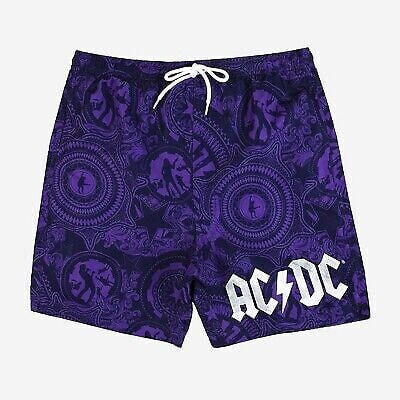 Men's 7" Elastic Waist Printed Swim Shorts - Dark Purple S