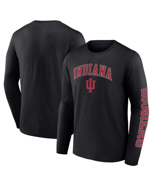 Men's Black Indiana Hoosiers Distressed Arch Over Logo Long Sleeve T-shirt