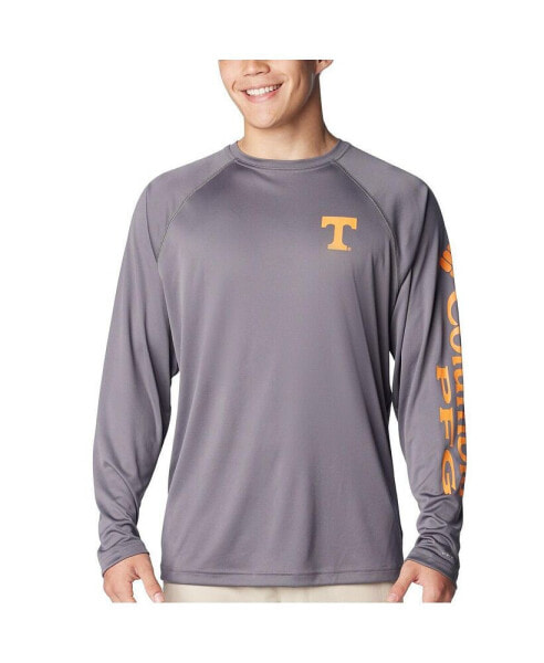 Men's Charcoal Tennessee Volunteers Terminal Tackle Omni-Shade Raglan Long Sleeve T-shirt