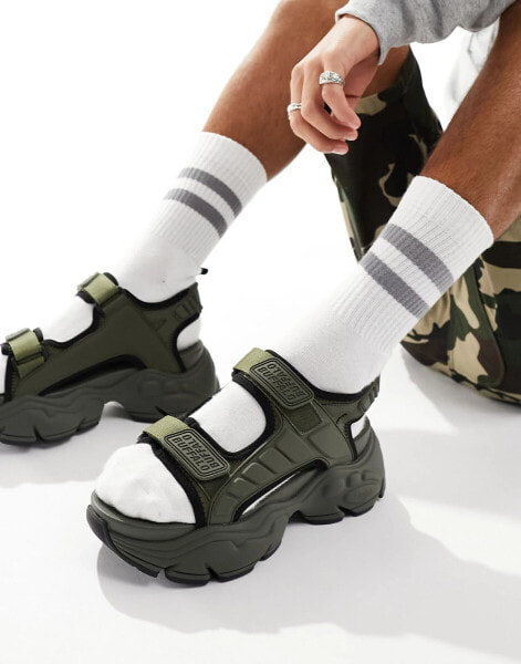 Buffalo Binary Track sandals in khaki