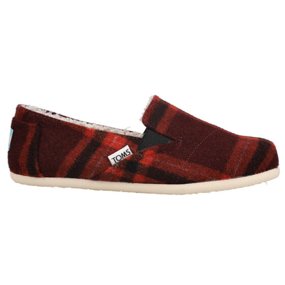 TOMS Redondo Plaid Slip On Womens Black, Red Flats Casual 10017408T