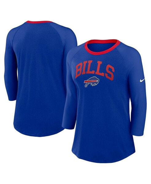 Women's Royal Buffalo Bills Raglan 3/4 Sleeve T-Shirt