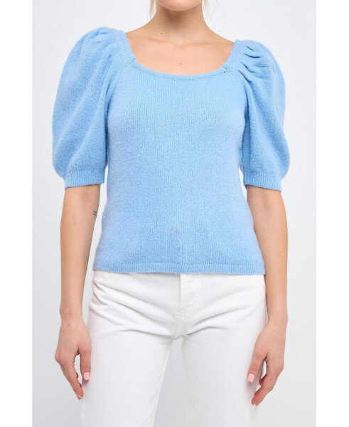 Women's Short Puff Sleeve Sweater