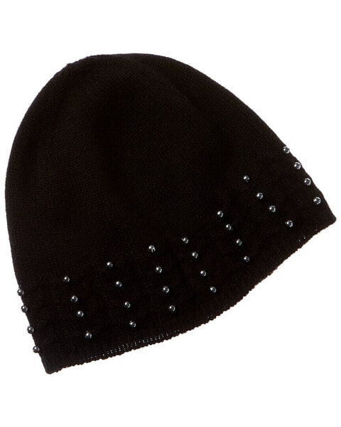 Forte Cashmere Pearl Studded Cashmere Hat Women's Black