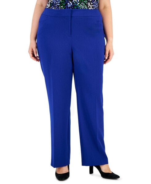 Plus Size Mid-Rise Full-Length Straight-Leg Pants