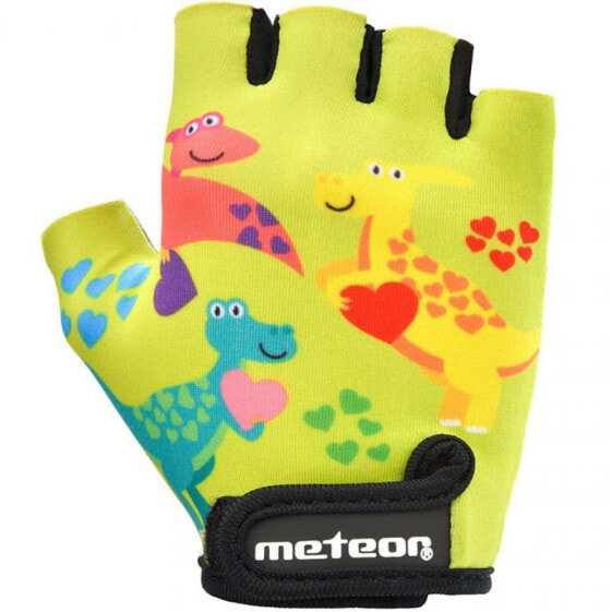 Перчатки для велоспорта meteor dino junior 26190-26191-26192 - жёлтые