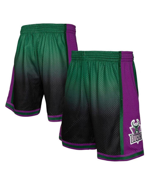 Men's Green and Black Milwaukee Bucks 1996/97 Hardwood Classics Fadeaway Reload 3.0 Swingman Shorts