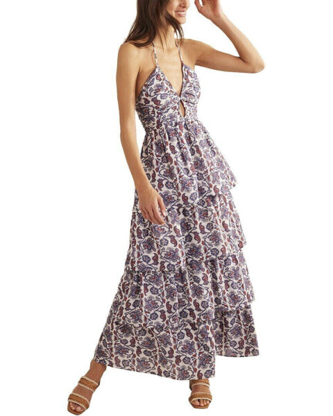 Boden Ruched Tiered Maxi Dress Women's