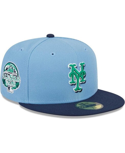 Men's Light Blue, Navy New York Mets Green Undervisor 59FIFTY Fitted Hat