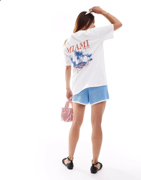 ASOS DESIGN oversized t shirt with Miami graphic in white