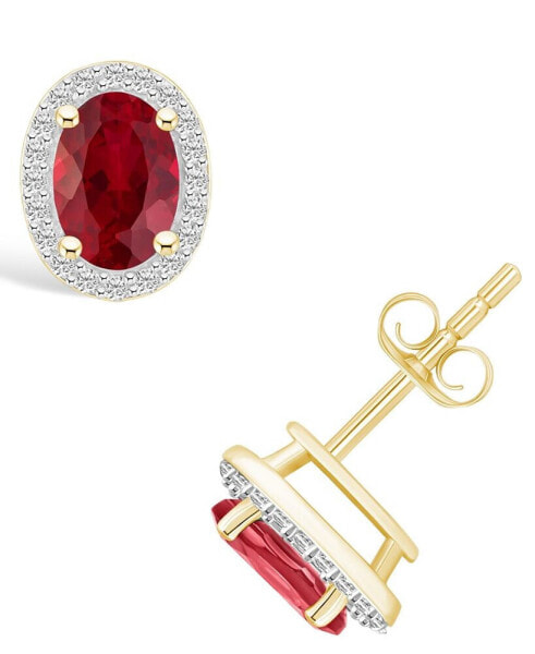 Серьги Macy's Created Ruby and Sapphire Halo Studs