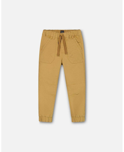 Boy Stretch Twill Jogger Pants Beige Gold - Toddler Child