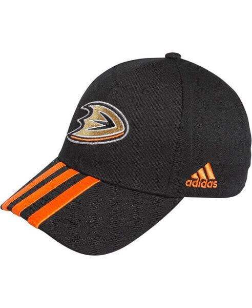 Men's Black Anaheim Ducks Locker Room Three Stripe Adjustable Hat