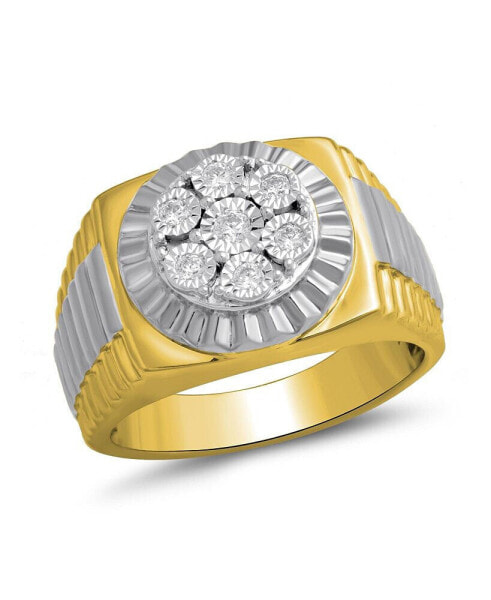 Men's Diamond Two-Tone Cluster Ring (1/5 ct. t.w.) 18k Gold-Plate