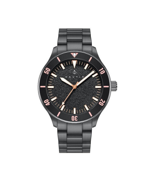 Men Deacon Stainless Steel Watch - Black/Rose Gold, 43mm