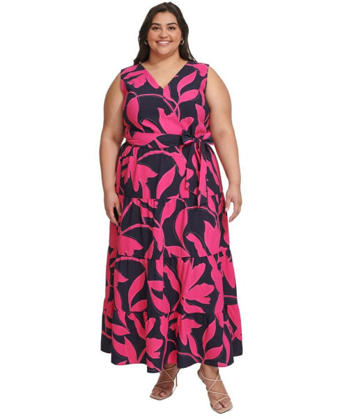 Plus Size Printed Fit & Flare Maxi Dress